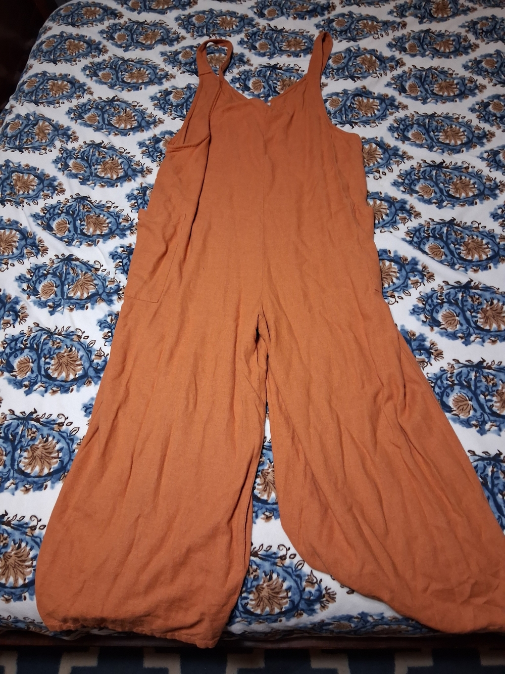 Women's Rust Wide-Leg Sleeveless Jumpsuit